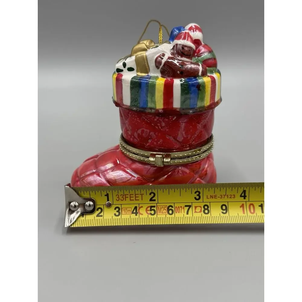 Animated Porcelain Stocking Musical Box Ornament - 12 Days Of Christmas